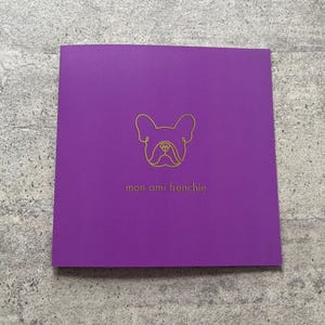 Tarjeta de felicitación con el mensaje "Mi amigo Frenchie" de Bulldog Francés