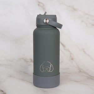 Gourde de 30 oz gravée Cockapoo/Maltipoo/Cavapoo avec bol d'eau amovible pour chien