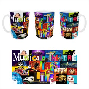 15oz Musical Theatre Is Life Mug print and Coaster, Musical Theatre Gift for him & her, 15oz Mug Present, Drinkware, Personalised Coffee Mug