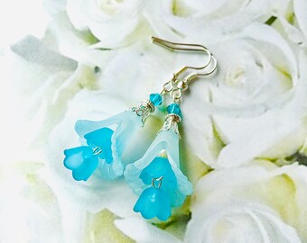 Pastel Blue Flower Layers Earrings