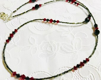 Glasses Chain Lanyard Neclace in deep red and black