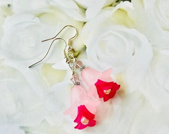 Pastel Pink Flower Layers Earrings