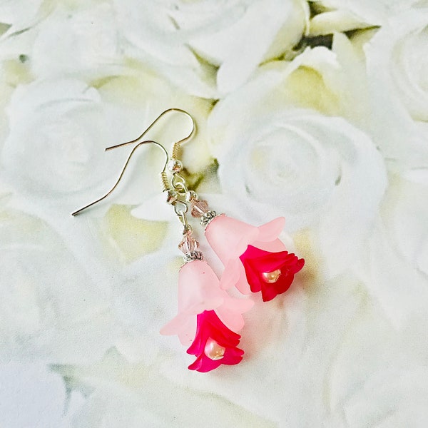 Pastel Pink Flower Layers Earrings