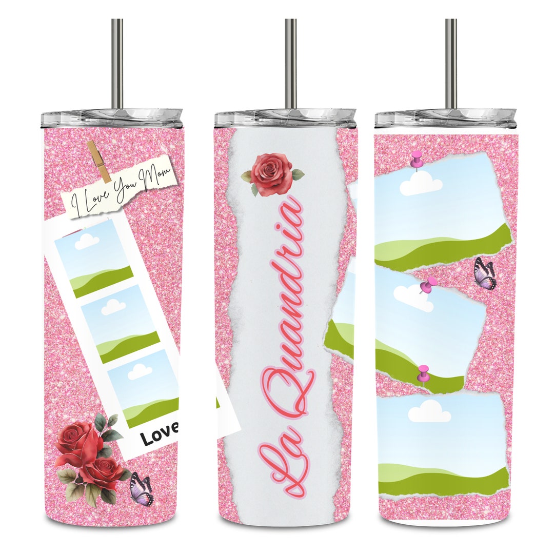 Pink Glitter Sparkle, 20 Oz. Skinny Tumbler Wrap PNG Sublimation Design ...