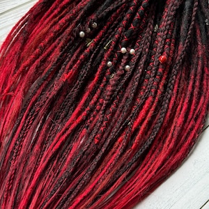 Black and red ombre dreadlocks set witchy spooky bloody goth dreadlocks extensions