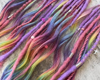 Rainbow Dreadlock Scrunchie: Boho Faux Locs Hair Bun Wrap