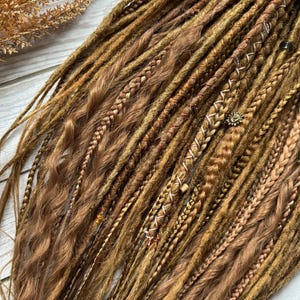 Handmade Boho Dreadlock Extensions: Earthy Brown Braided Dready Waves