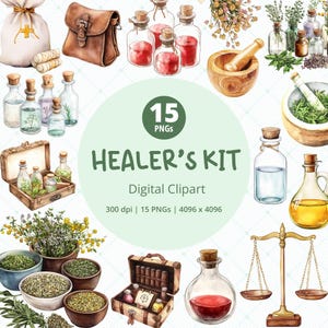 Helare akvarell Clipart, 5e TTRPG präst Paladin Druid häxkonst, medeltida PNG, utskrivbara digitala klistermärken för kampanjjournal