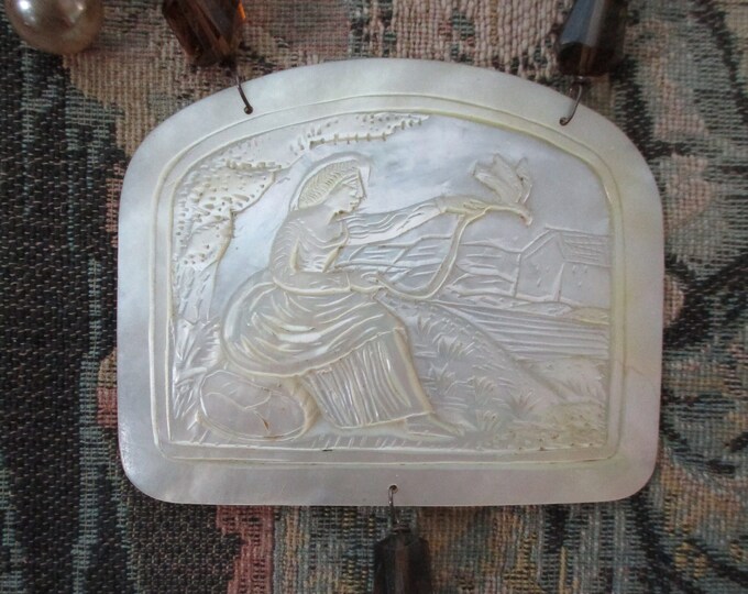 Vintage Hand Carved Mother of Pearl Bird Necklace Selected by Anna Corinna