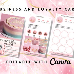 EDITIERBARE Canva Template Design | Instagram Business Loyalty QRCode Card Care Guide | Cupcake Kuchen Bäckerei Macaron Maker Baker Schokolade