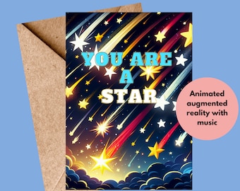 Star Augmented Reality Card: Animated Music Birthday Card