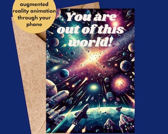 Animated Space Augmented Reality Card: Unique Gamer Card with Music