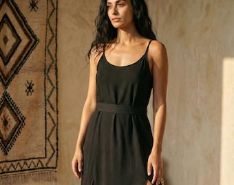 chinese dress ladies Sara maxi in solid black – American Rag Cie main image 0