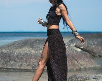 Hoch geschlitzter Tribal Rock - Black Friday Festival Kleidung - Handgemachter Stoff