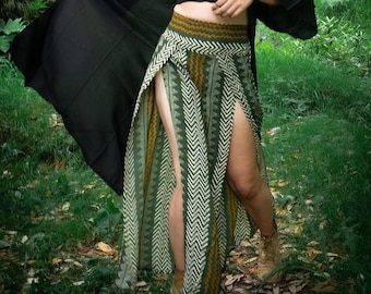 Rock, Doppelender Schlitzrock aus Viskose - Tribal Harem Festival, Handgemachter Rock