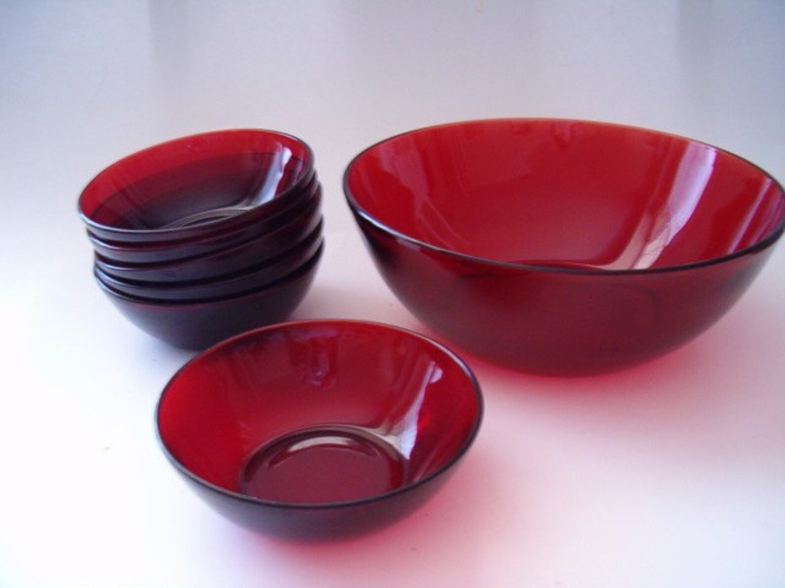 Ruby Red Glass Bowls Etsy