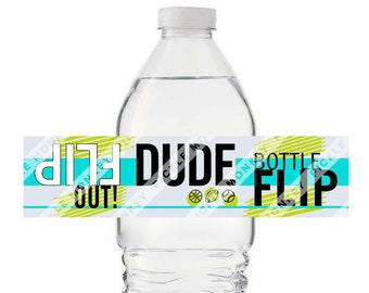 Bottle Flip Trick Shots Party DIY Label for Water Bottles - Perfect for your Birthday Dude