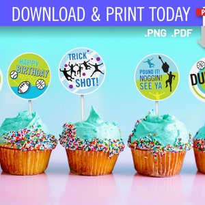 Dude Birthday Cupcake Toppers. Perfect downloadable for DIY party cake decorating.