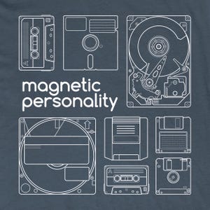 Retro Computer Media Tee, Old School Tech Shirt, Vintage Technology Top, Geeky Graphic T-Shirt, IT Gift for Him Her, Magnetic Personality