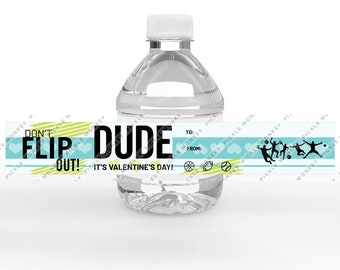 Printable Valentine Bottle Flip Trick Shots Labels for Water Bottles - Perfect for Valentine's Dude