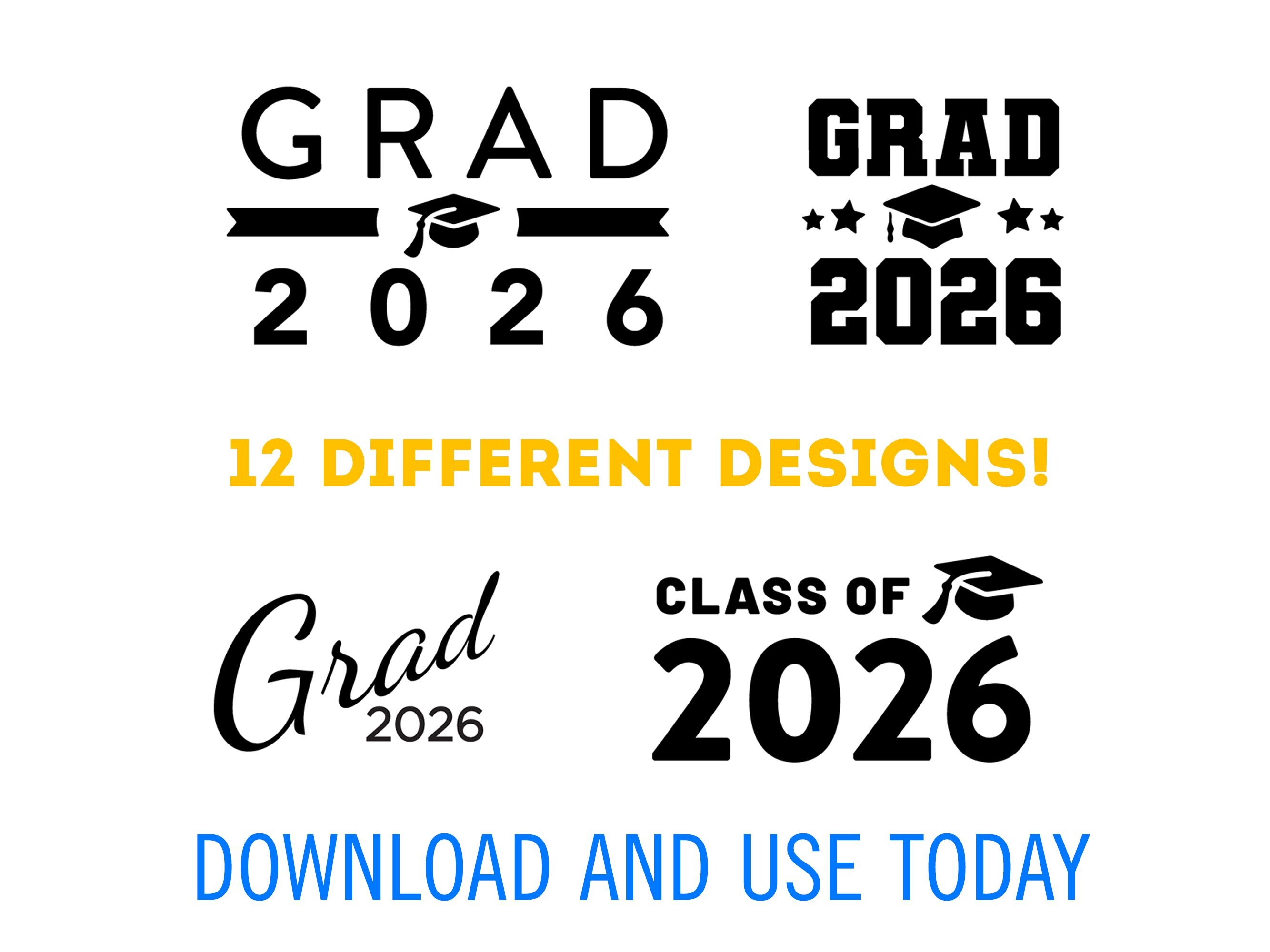 Grad 26 Letters Graduation 2026 SVG PNG Bundle – Senior Class Designs (digital Download ...
