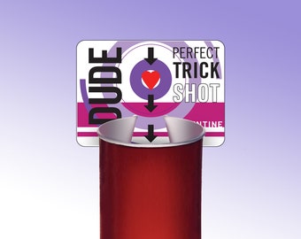 Valentine Dude Ping Pong Trick Shots Backboard game ideas. Perfect for digital valentines. Classroom printable fun.