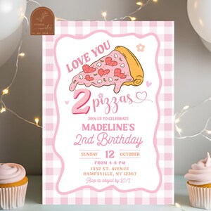 Preppy Love You Two Pizzas Birthday Party, Slice Pizza Second Birthday Party, Groovy Italian Pizza Birthday, Galentine Heart Pizza Party C44