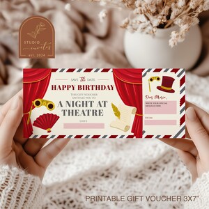 Night Theatre Gift Voucher, Date Night Cinema Ticket, Birthday Theatre Cinema Coupon, Happy Birthday Movie Ticket, Surprise Movie Ticket