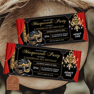 Maskerade-Geburtstagskarten-Einladung, Maskenball-Prom-Karte, Gala-Maskerade-Geburtstagsfeier für Erwachsene, Karneval-Partykarte AC44