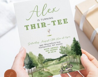 CANVA Bearbeitbare 30. Geburtstag-Party Einladung für Erwachsene, Outdoor-Sport-Erwachsenengrün jedes Alter Geburtstag, grüner Golf 30. Geburtstag einladen C42
