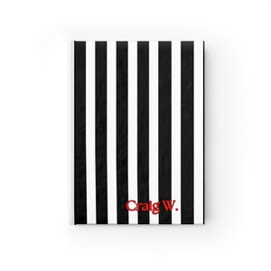 Black Tuxedo Chic Striped Men Journal - Ruled Line Notebook, Black and White Diary, Writing Journal, Minimalist Stationery, Gift for Writers