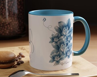 Blaue Blumen Schmetterling Kaffeetasse, lebendige Wohnkultur