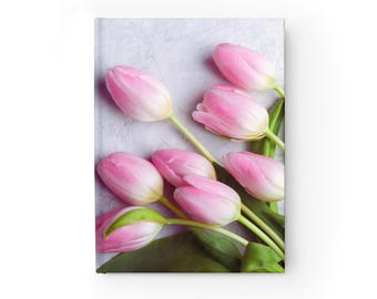 Elegant crèmewit en roze tulpontwerpdagboek - gelijnde lijnen, ideaal voor het maken van aantekeningen, cadeau voor studenten, bruiloftplanning, tuinliefhebbers