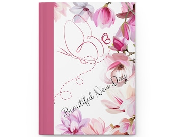 Hardcover dagboek met bloemen: roze en paars ontwerp, cadeau voor schrijvers