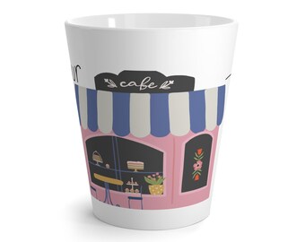 Charmante café-lattemok - schattig koffiekopje voor caféliefhebbers, cadeau voor vrienden, gezellig decor, ochtendkoffie, bonjour-thema