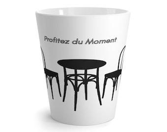 Chique lattemok voor koffieliefhebbers - geniet van elke slok, zwart-witontwerp, perfect cadeau voor caféliefhebbers, woondecoratie, verjaardag, gezellig [...]