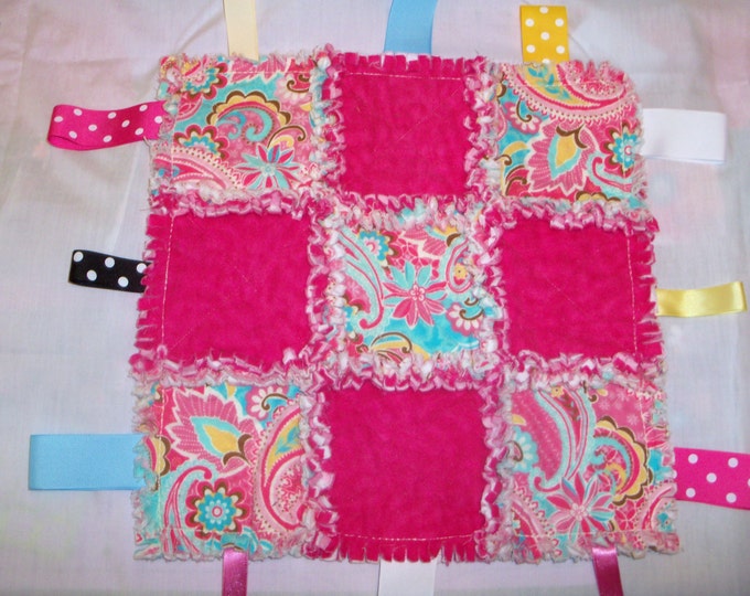 Rag Quilt Lovey Taggie Blanket Flannel Baby Girl Toddler Etsy