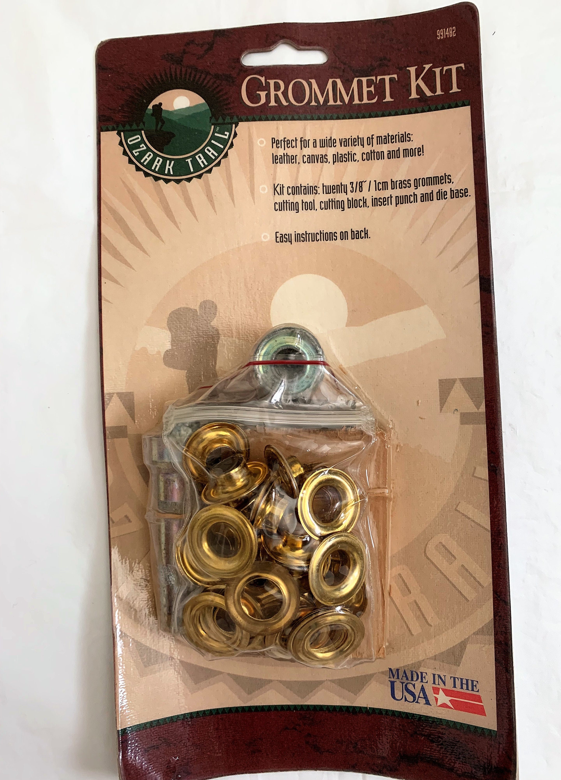 Grommet Kit Ozark Trail 20 3/8 Brass Grommets Perfect for Leather Canvas  Plastic Cotton Older Kit Never opened