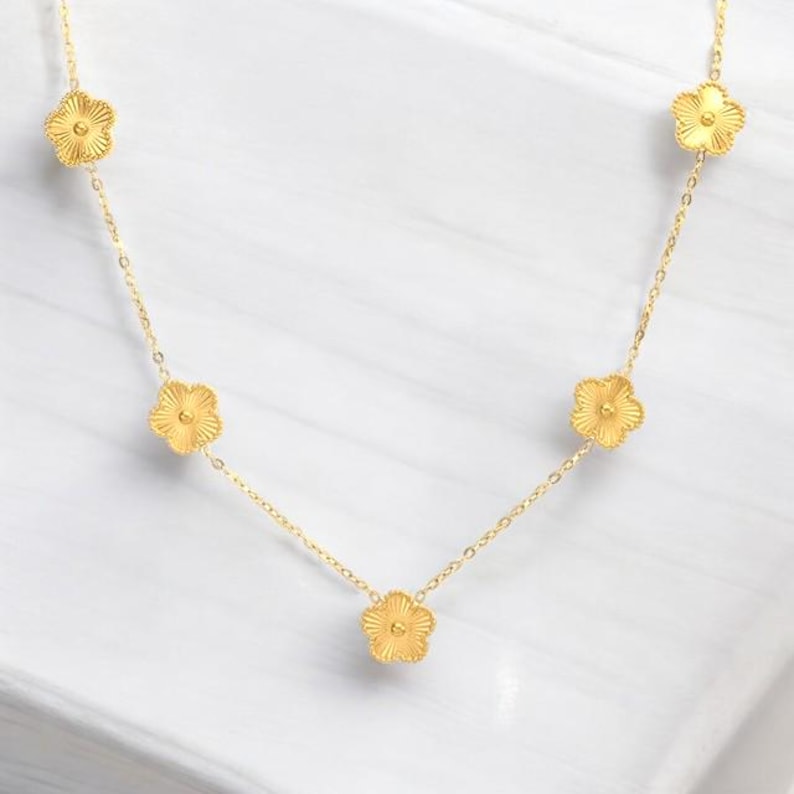 Set Di 3 Collane Con Ciondolo Quadrifoglio E Fiore – Acciaio Inossidabile – Lunghezza Regolabile – Gioiello Portafortuna