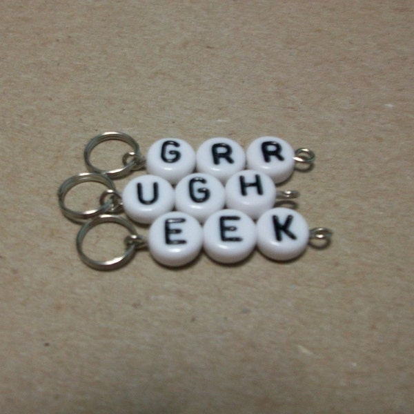 3 Slang II stitch markers for knit or crochet, lots of sizes options