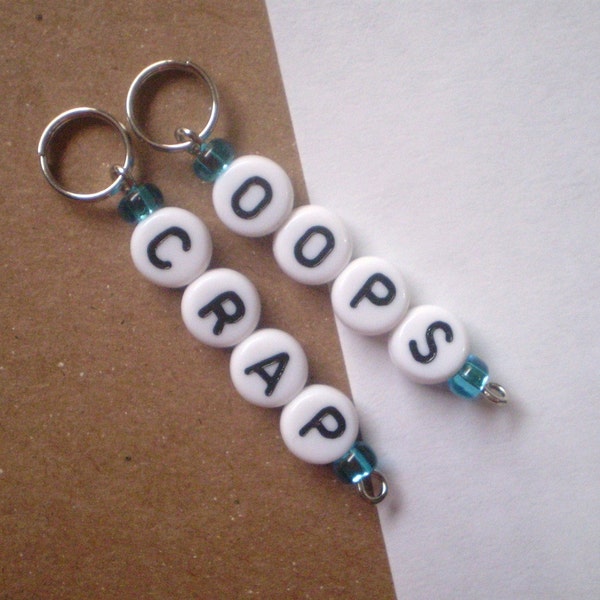 Classic Crap and Oops Stitch Markers for Knit or Crochet in sky blue