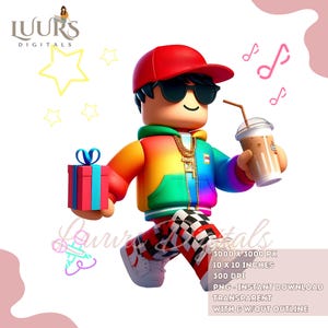 Weihnachten Roblox Boy PNG: Geschenk & Kaffee (Digital Download)