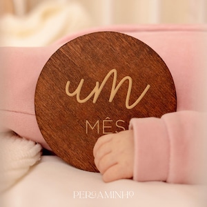 Houten babymijlpalen (maanden) in het Portugees, houten milstones, uniseks, kraamcadeau