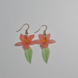 Pink flower earrings