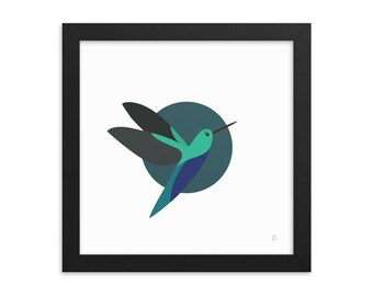 Colibrí de pico ancho - Impresión enmarcada de pájaro