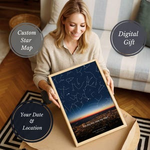 MAPA ESTELAR personalizado para download digital • Mapa estelar personalizado para aniversário • Mapa celeste para presente de aniversário • Presente de casamento • Presente para bebê • Pôster do céu noturno