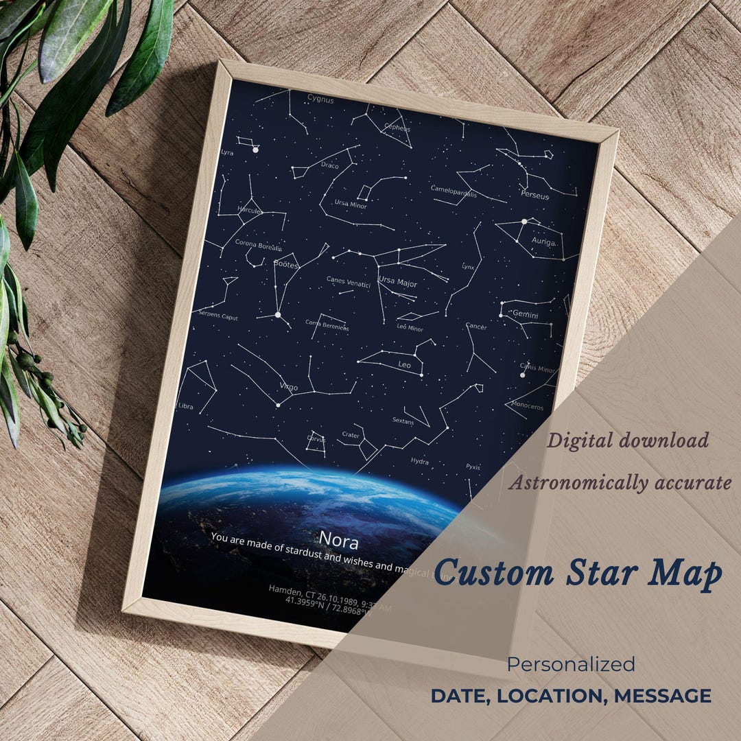 Custom Star Map - EARTH • Personalized Star Map • Anniversary Gift ...