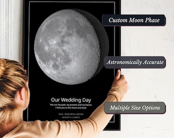 Personalized Moon Phase - BLACK - Custom Birthday Gift | Birth Moon Phase | Anniversary Gift | The Night We Met | DIGITAL DOWNLOAD