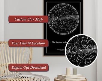 Personalisierte Sternenkarte | Digitales Poster | Benutzerdefinierte Nachthimmel Poster | Geschenk für Paare | Hochzeitsgeschenk | The Night We Met Sky Karte