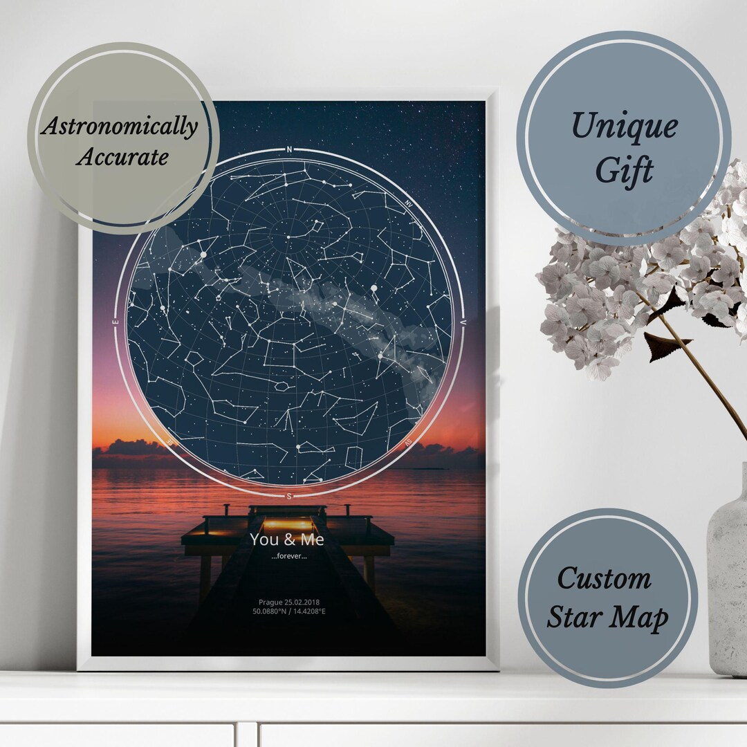 Custom Star Map - Digital Star Map the Night We Met Birthday Gift ...